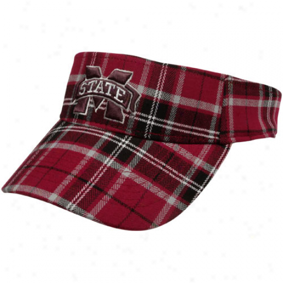 Top Of The World Mississippi State Bulldogs Maroon Metro Plaid One-fit Visor