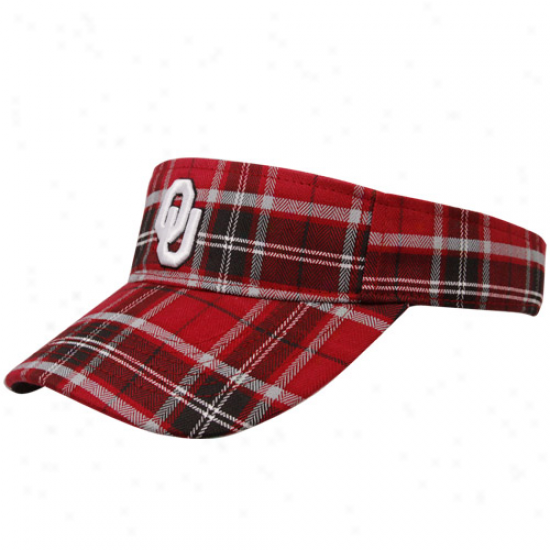 Top Of The World Oklahoma Sooners Crimson Metro Plaid Adjustable Visor