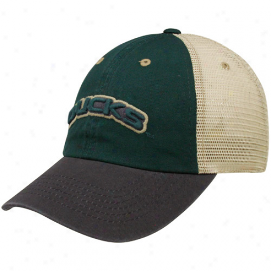 Top Of The World Oregon Ducks Green-charcoal Wishbone Mesh Back Adjustable Hat