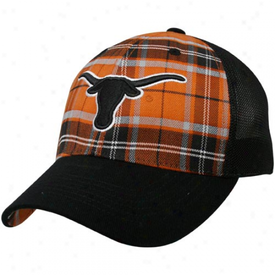 Top Of The World Texas Longhorns Burnt Orange-black Thrive Plaid One-fit Hat