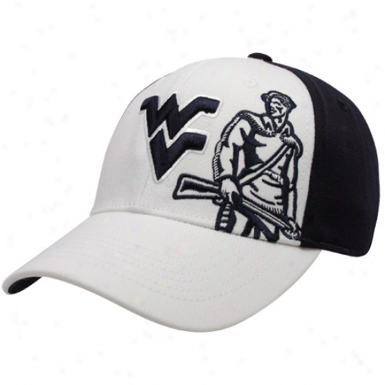 Top Of The World West Virginia Mountaineers White-navy Blue Audible One-fit Hat