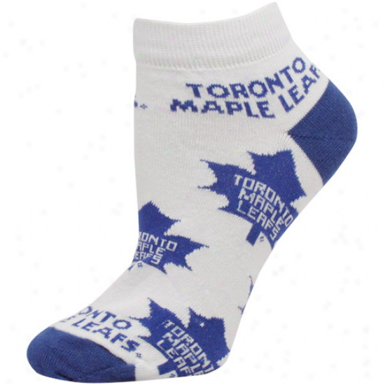 Toronto Maple Leafs Ladies White Allover Logo Ankle Scks