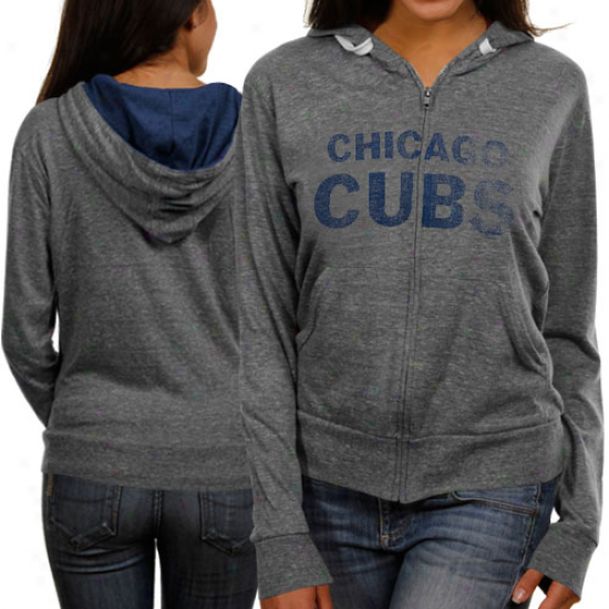 Touch By Alyssa Milano Chicago Cubs Ladies Ash Tried And True Full Zip Hoodie Sweatshirt