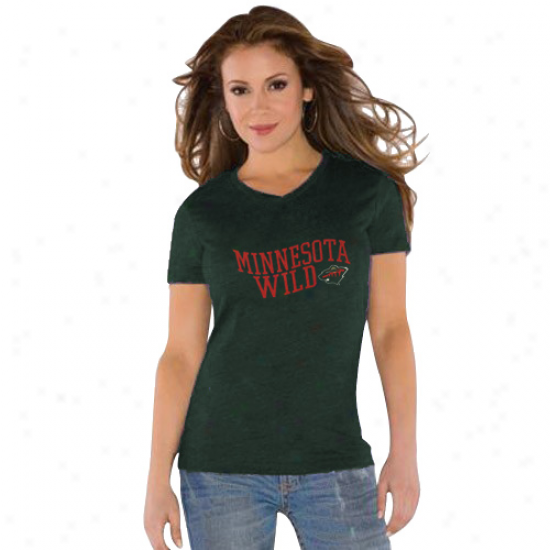 Touch By Alyssa Milano Minnesota Fanciful Ladies Green Tri-blend V-neck T-shirt