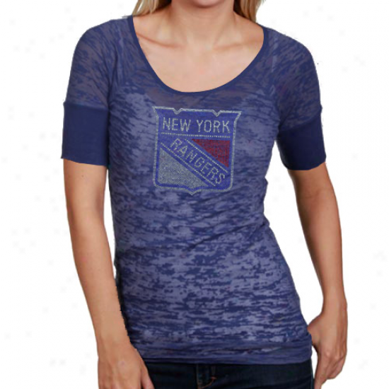 Touch By Alyssa Milano New York Rangers Ladies Blue Crystal Premium T-shirt