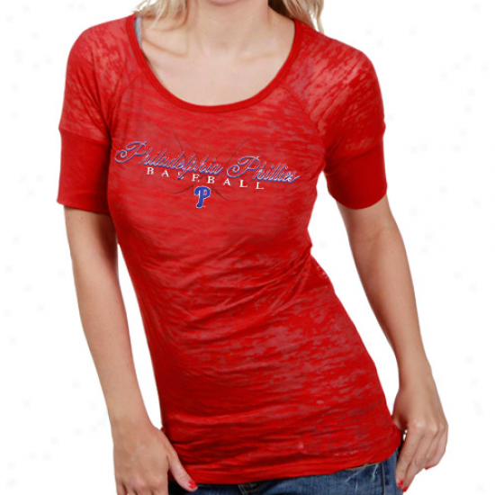 Touch By Alyssa Milano Philadelphia Phillies Ladoes Sheer Burnojt T-shirt - Red