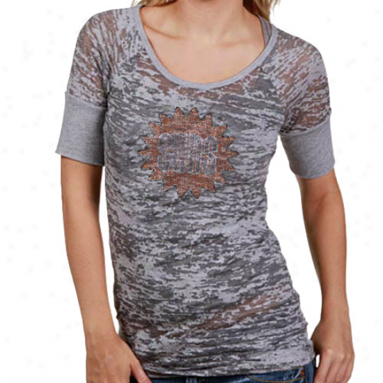 Touch By Alyssa Milano Phoenix Suns Ladies Gray Sheer Crystal Premium T-shirt