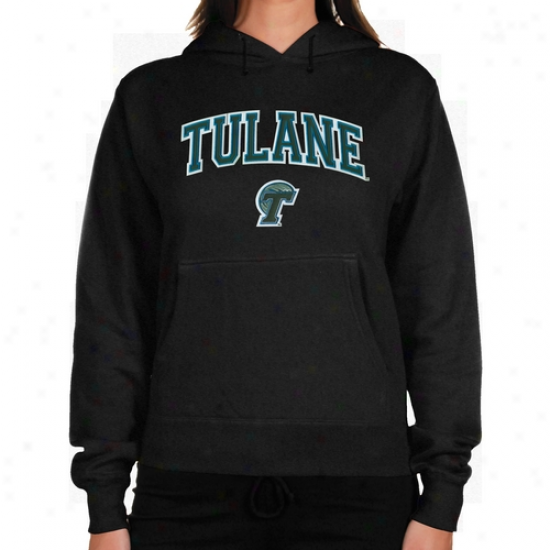 Tulane Green Wave Ladies Charcoal Logo Arch Applique Lightweight Hoody