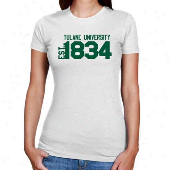 Tulane Green Wave Ladies White Est. Date Slim Fit T-shirt