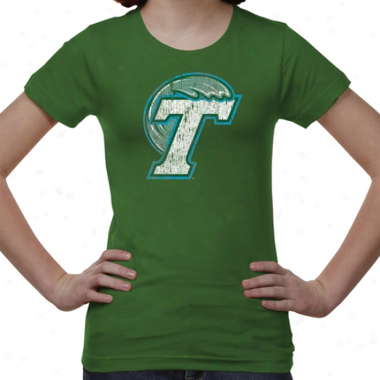 Tulane Green Wave Youth Distressed Primary T-shirt - Green -