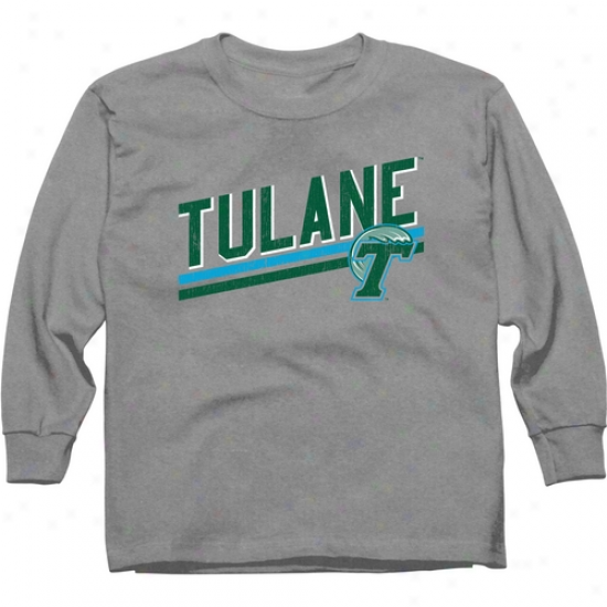 Tulane Green Wave Youth Insurrection Bar Long Sleeve T-shirt - Ash