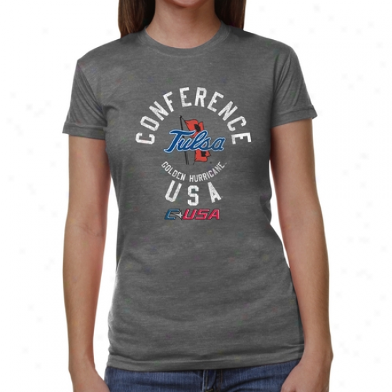 Tulsa Golden Hurricane Ladies Conference Stamp Tri-blend T-shirt - Ash