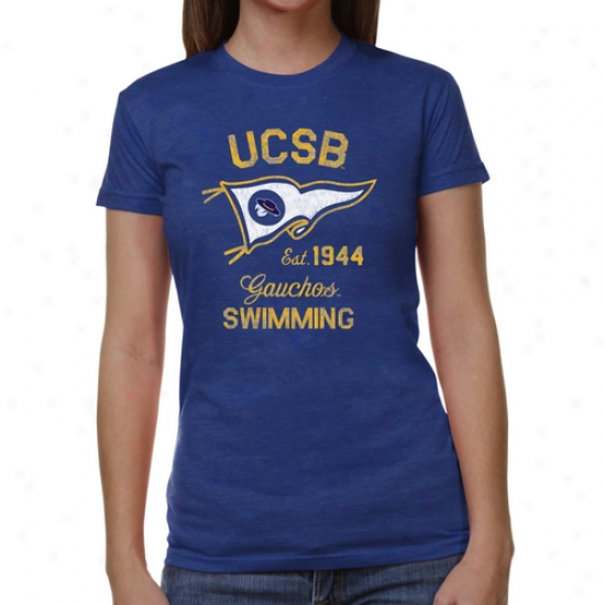 Uc Santa Barbara Gauchos Ladies Pennnat Sport Junior's Tri-blend T-shirt - Royal Blue