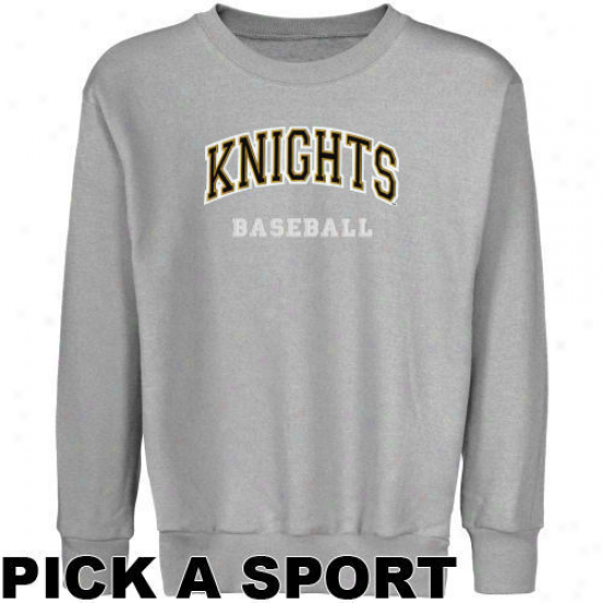 Ucf Knights Youth Ash Custom Sport Arch Applique Crew Neck Fleece Sweatshirt -