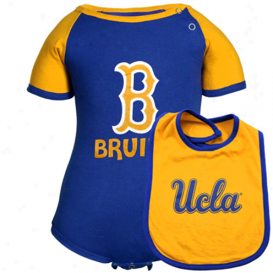 Ucla Bruins Babe First Down Creeoer & Bib Set - Royal Blue-gold