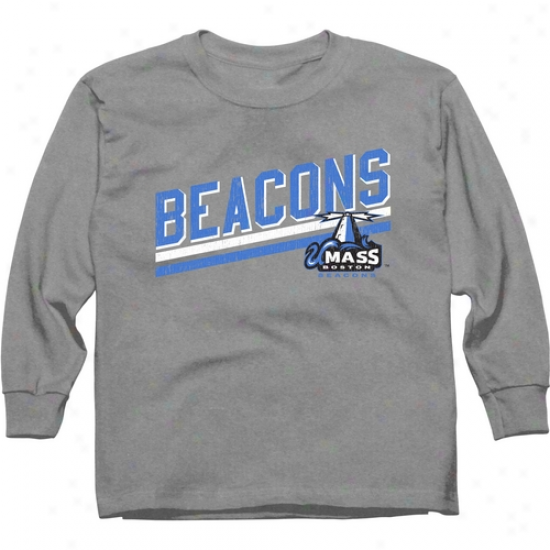 Umass Boston Beacons Boy Rising Shoal Long Sleeve T-shirt - Ash