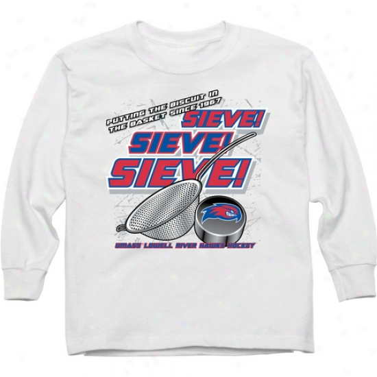 Umass Lowell River Hawks Youth Sieve Long Sleeve T-shirt - White