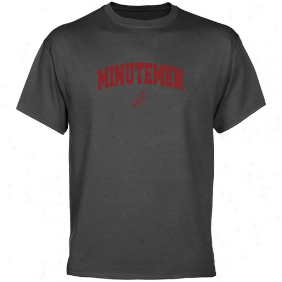 Umass Minutemen Charcoal Logo Bend  T-shirt