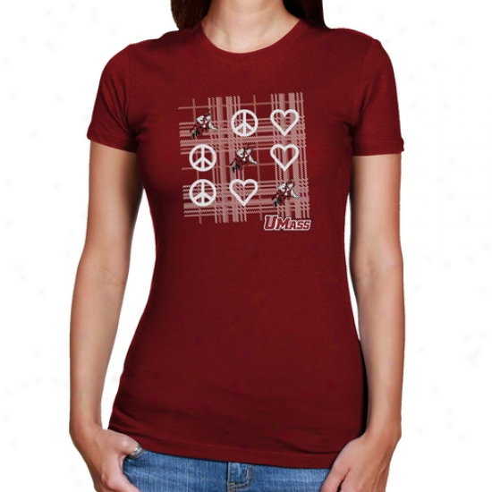 Umasss Minutemen Ladies Scarlet Tic-tac-toe T-shirt