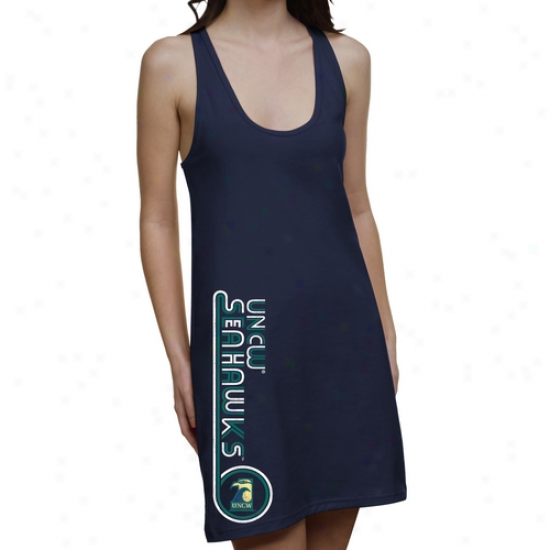 Unc Wilmington Seahawks Ladies Reetro Junior's Racerback Dress - Navy Blue