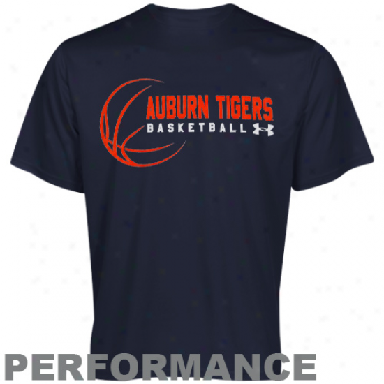 Under Armour Nut-brown Tigers Navy Blue Basketball Tech Performance T-shirt