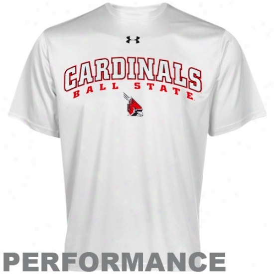 Under Armour Ball State Cardinals White Heatgear Training Performance T-shirt