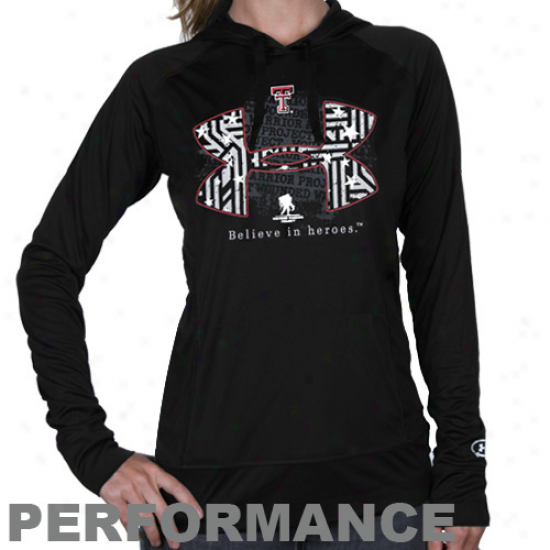 Under Armour Texas Tech Red Raiders Ladies Wounded Warrior Project Performance Long Sleeve Hoodie T-shirt - Black