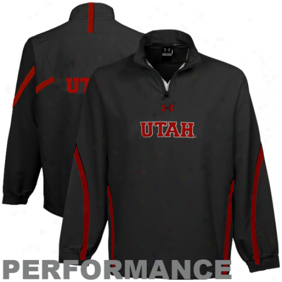 Under Armour Utah Utes Black Sideline Quarter-zip Pullover Jacket