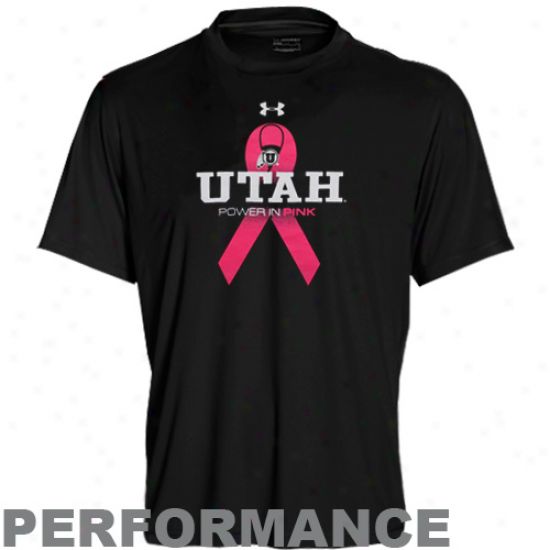 Under Armpur Utah Utes Power In Pink Premium Performance T-shirt - Black