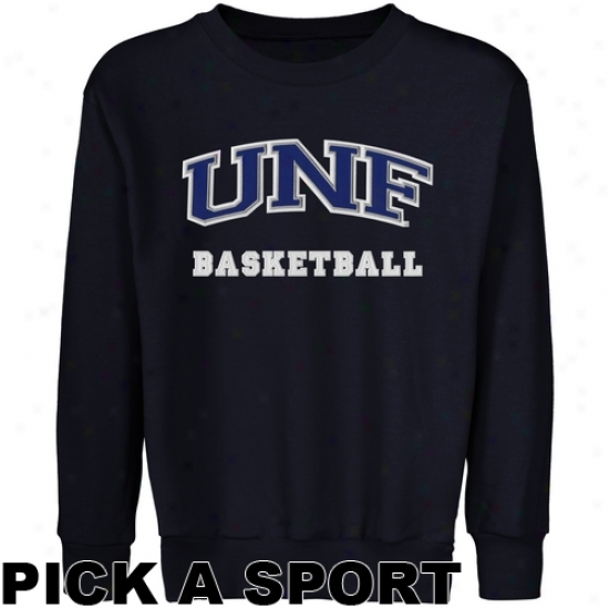 Unf Ospreys Youth Custom Sport Curve Applique Crrew Neck Fleece Sweatshirt - Navy Blue