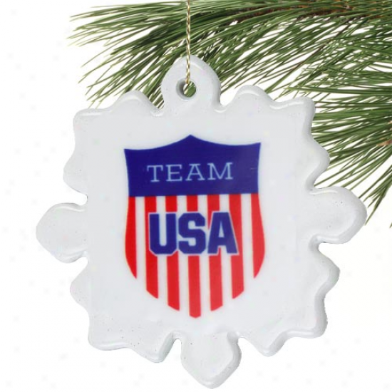 Usa Olympic Team Crest Snowflake Porcelain Holiday Ornament