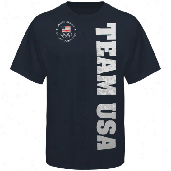 Usa Olympic Team Youth Navy Blue Vertical Hit T-shirt