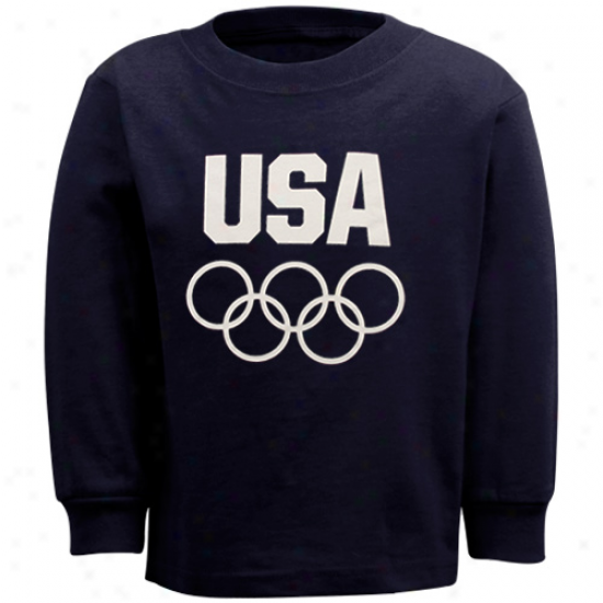 Usa Olympics Infant Primary Logo Long Sleeve T-shirt - Navy Blue