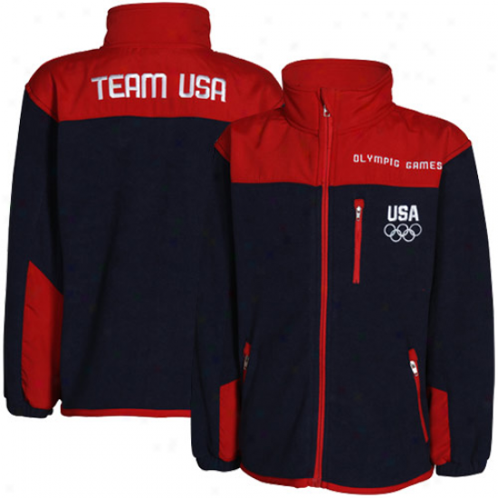 Usa Olympics Toddler Team Usa Navy Blue-rred Polar Fleece Full Zip Jacket