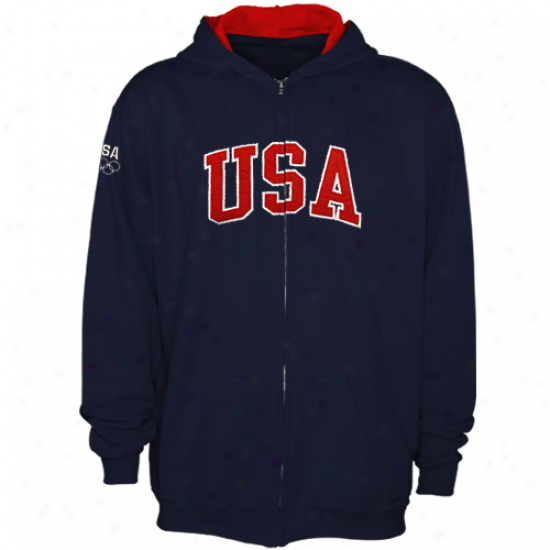 Usa Olympics Youth Team Usa Full Zip Hoodie - Navy Blue -