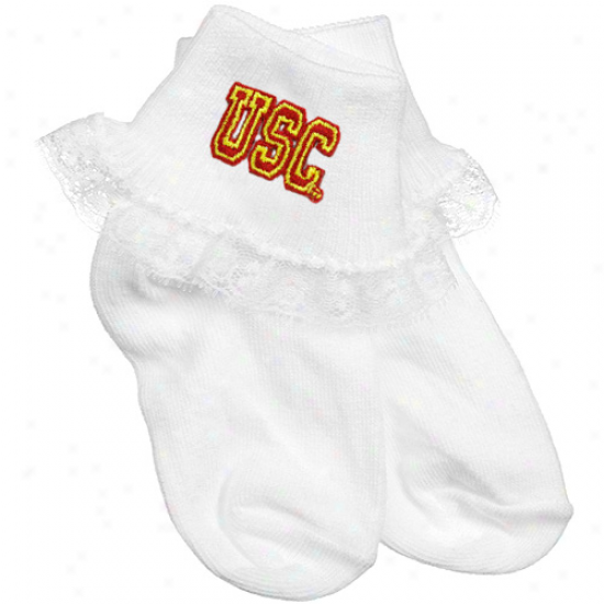 Usc Trojans Newborn Girls White Lace Ankle Socks