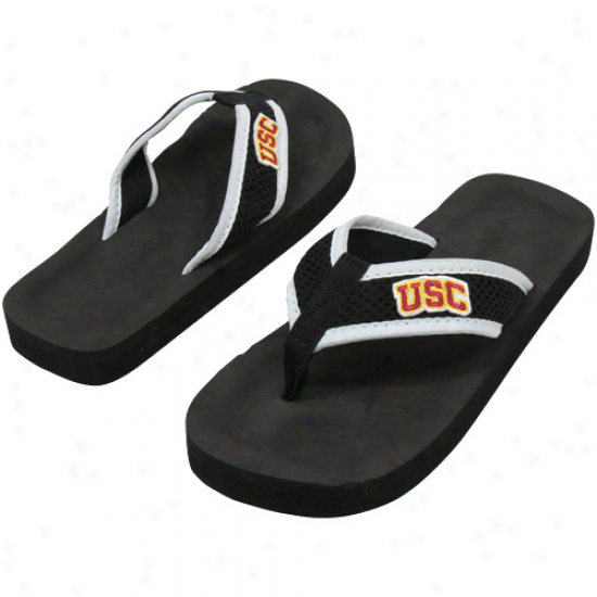 Usc Trojans Unisex Basic Flip Flops - Black