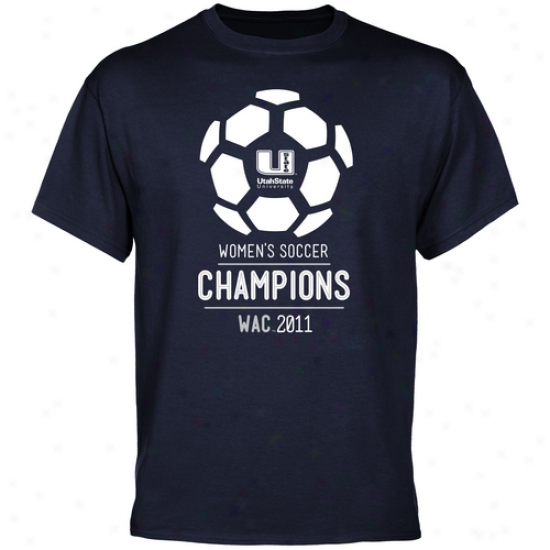 Utah State Aggies 2011 Wac Women's Soccer Champions T-shirt - Navy Blue