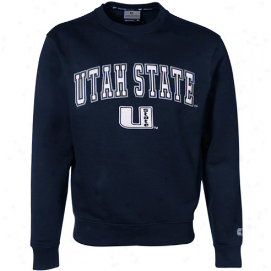 Utah Commonwealth Aggies Navy Blue Automatic Fleece Crew Sweatshirt