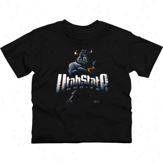 Utah State Aggies Youth Blackout T-shirt - Black