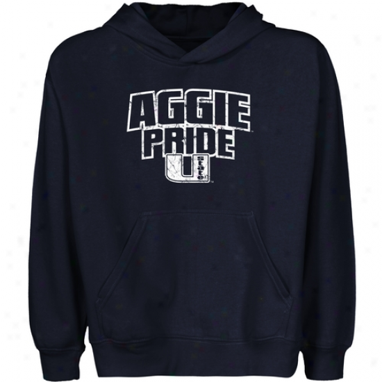 Utah State Aggies Youth State Boast Pullover Hoodie - Navy Blue