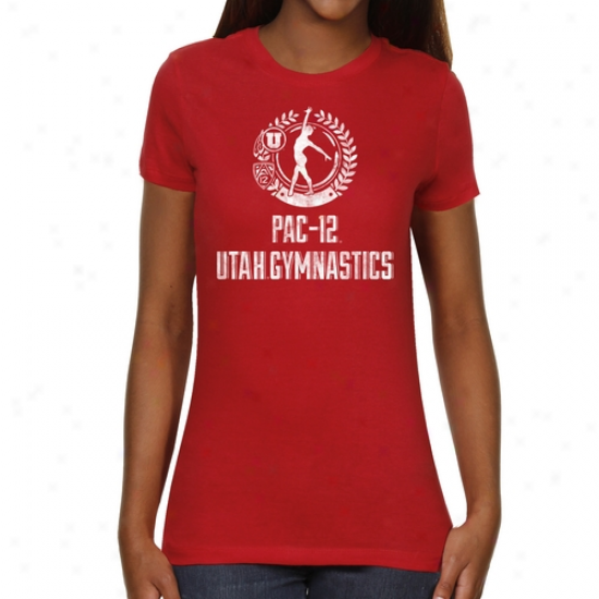 Utah Utes Lades Perfect Dismount Slim Fit T-shirt - Red