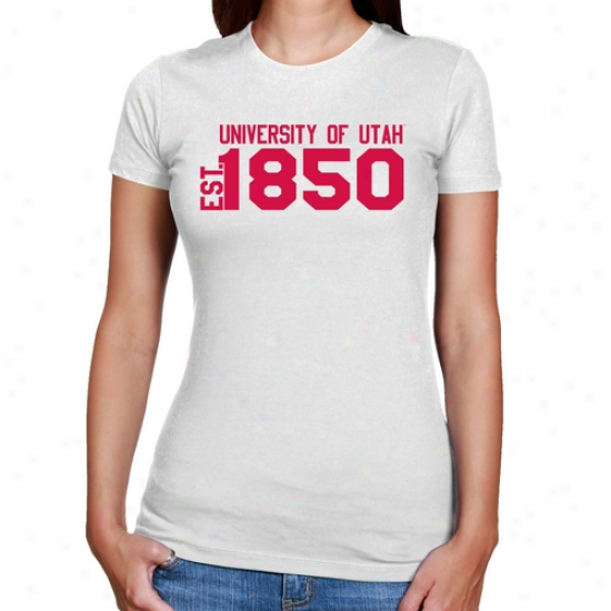 Utah Utes Ladies White Est. Date Slim Fit T-shirt