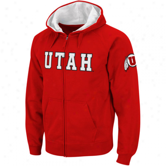 Utah Utes Red Classic Twill Ii Full Zip Hoodie Sweatshirt