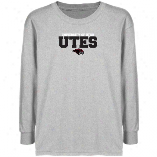 Utah Utes Youth Ash University Name Extended Sleeve T-shirt