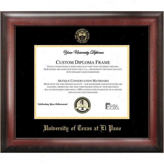 Utep Miners Satin Mahogany Embossed Seal Diploma Frame