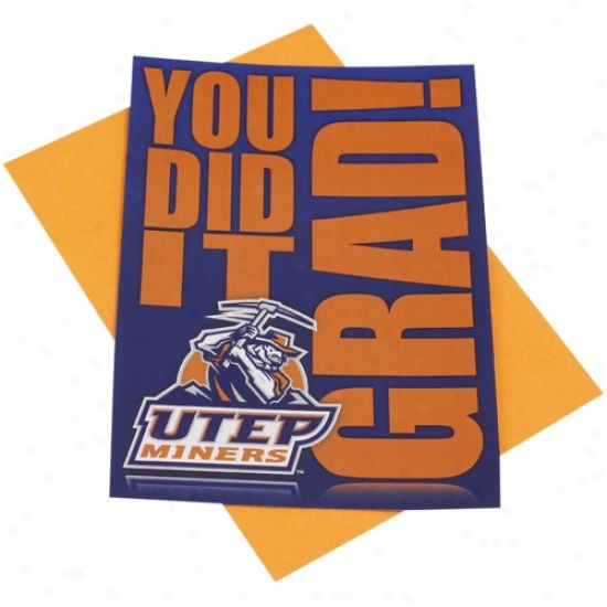 Utep Miners Team Logo Graduation Card