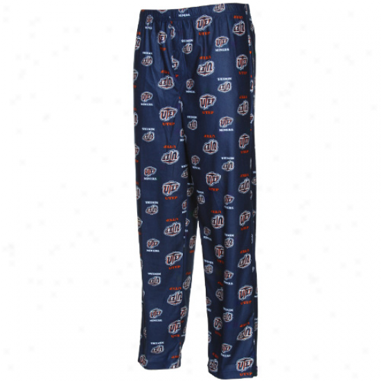 Utep Miners Youth Navy Blue Team Logo Flannel Pajama Pants