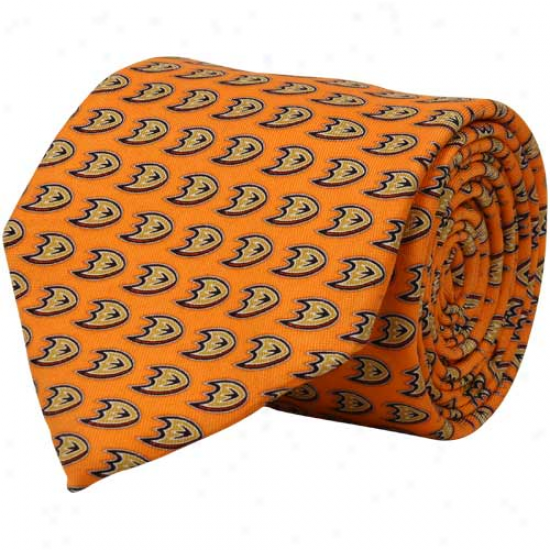 Vineyard Vines Anaheim Ducks Orange Mini Logo Silk Tie
