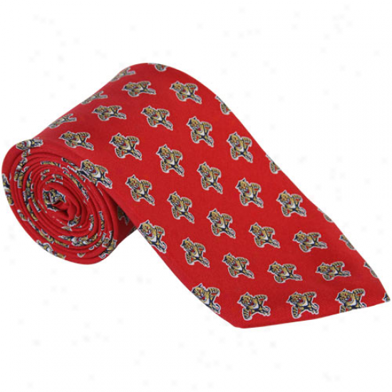 Vineyard Vines Florida Panthers Red Mini Logo Silk Tie